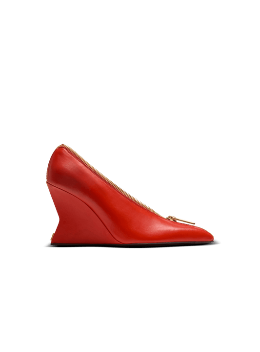 Zip Wedge Pumps In Lambskin Leather