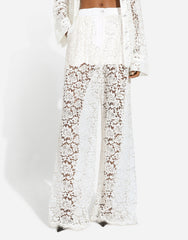 Flared Floral Cordonetto Lace Pants