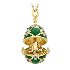 Fabergé x 007 Special Edition Yellow Gold & Green Guilloché Enamel Octopussy Egg Surprise Locket