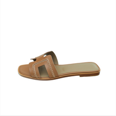 Hermes Gold Oran Pique Sandals 39
