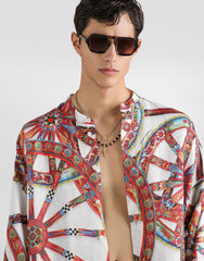 Carretto-print Linen Shirt