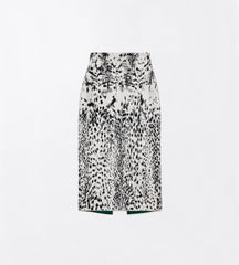 Lynx Jacquard Velvet Pencil Skirt With Front Slit