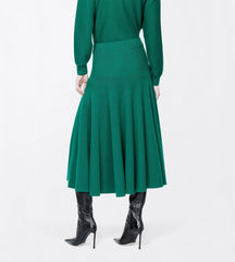 Cashmere Mid-length Flare Skirt With Fitted Waist