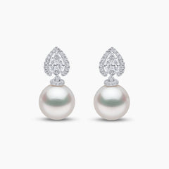 Glitz 18K Gold South Sea Pearl and Diamond Halo Earrings