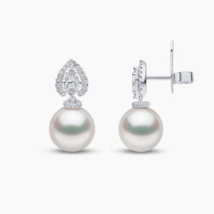 Glitz 18K Gold South Sea Pearl and Diamond Halo Earrings