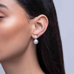 Glitz 18K Gold South Sea Pearl and Diamond Halo Earrings