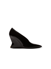 Shiny Lambskin Wedge Pumps