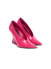 Shiny Lambskin Wedge Pumps