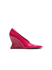 Shiny Lambskin Wedge Pumps