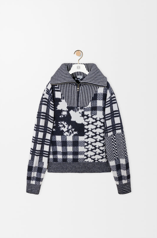 Zip-up sweater in wool