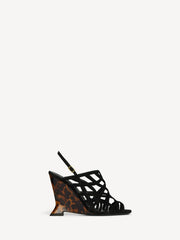 Wedge Cage Sandals In Suede