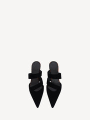 Velvet And Printed Patent Leather Mules