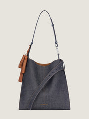 Medium Belted Hobo Bag In Denim