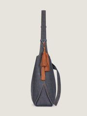 Medium Belted Hobo Bag In Denim