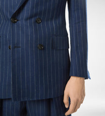 Wool Silk Linen Hopsack Stripe Jacket