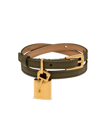 Natural Grain Leather Padlock Bracelet