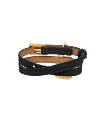 Natural Grain Leather Padlock Bracelet