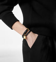 Natural Grain Leather Padlock Bracelet