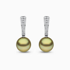 Jazz 18K Gold Pistachio Tahitian Pearl and Diamond Earrings