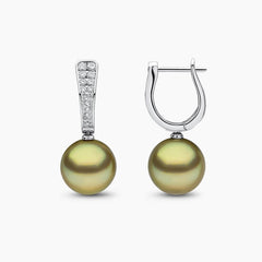 Jazz 18K Gold Pistachio Tahitian Pearl and Diamond Earrings