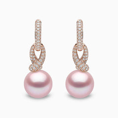 Jazz 18K Gold Pearl and Diamond Twist Earrings