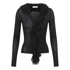 Cardigan with Removable Ruched Collar