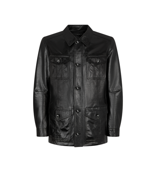 Natural Shine Leather Safari Jacket
