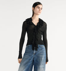 Cardigan with Removable Ruched Collar