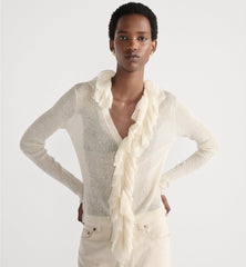 Cardigan with Removable Ruched Collar