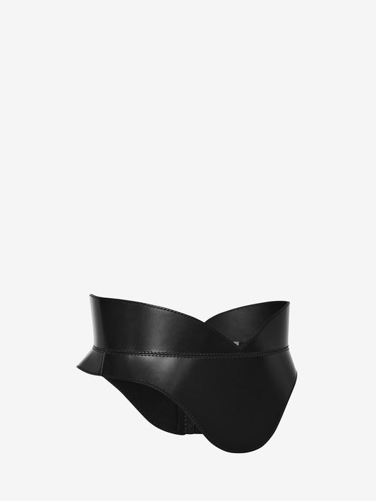 Women's Leather Corset Belt in Black