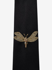 Men's Dragonfly Applique Tie in Black