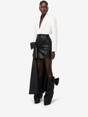 Women's Knotted Drape Mini Skirt in Black
