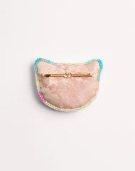 Le Chat De La Maison Brooch In Jacquard Fabric With Resin Bead Embroidery