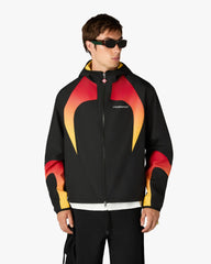 Black & Orange Gradient Zip‑up Hooded Jacket