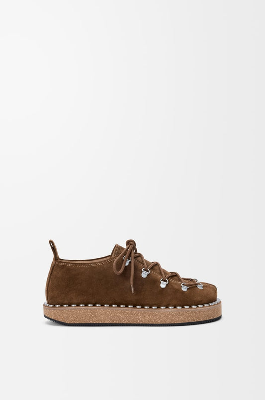 Rivet Lace-Up In Suede Calfskin