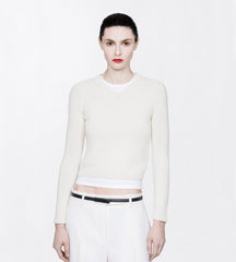 Vintage Washed Wool Blend Shrunken V-neck Knit With Raglan Sleeve