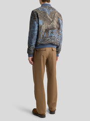 Wool-blend Jacquard Bomber Jacket With Placed Pegaso Motif