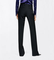 Sharp Grain De Poudre Tailored Straight Boyfriend Pants