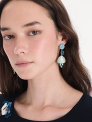 Cabochon Drop Crystal Earrings