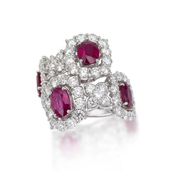 Chandelier diamond and ruby ring