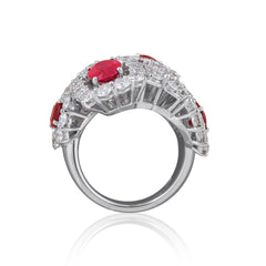 Chandelier diamond and ruby ring