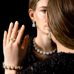 Reversible Xpandable™ diamond and white mother-of-pearl ring