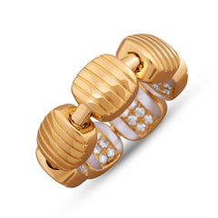 Reversible Xpandable™ diamond and white mother-of-pearl ring