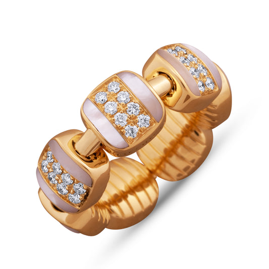 Reversible Xpandable™ diamond and white mother-of-pearl ring