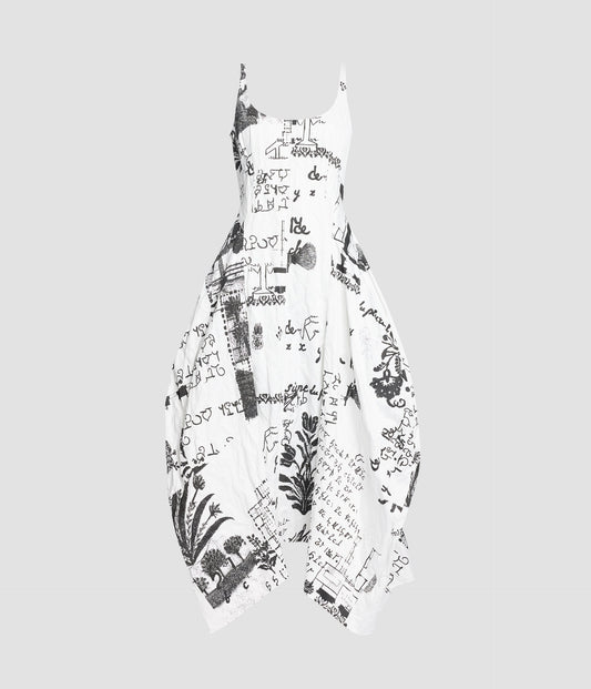 Metallised Cotton Draped Midi Dress