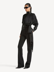 Silk Satin Blouse With Tie Detail