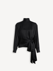 Silk Satin Blouse With Tie Detail