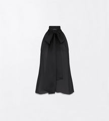 Tf Monogram Silk Chiffon Halterneck Lavalliere Top With Open Back