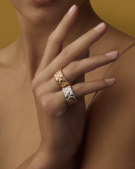Quilted Ring with Diamonds