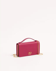 Vlogo Signature Grainy Calfskin Wallet With Chain
